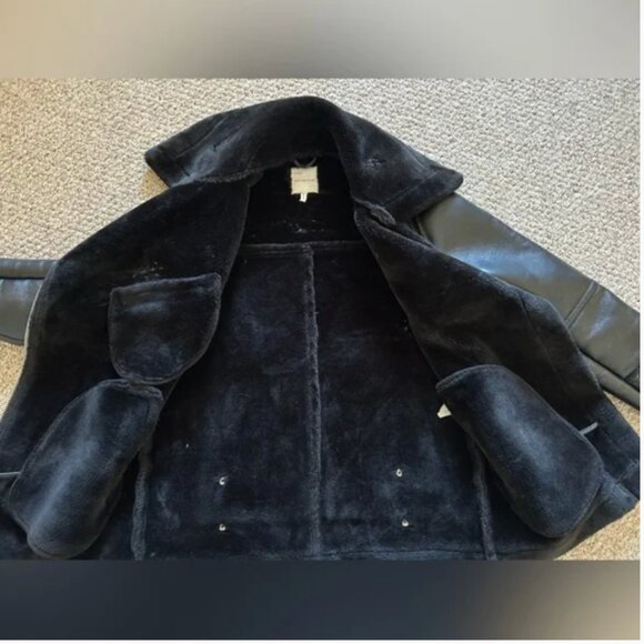 Anthropologie Avec Les Filles Faux Leather Black Pilot Jacket size S - Picture 10 of 12